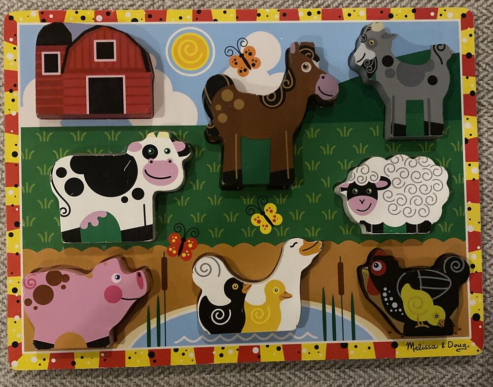 Melissa and Doug Fresh Start FARM ANIMALS Chunky Thick Wood Puzzle 12" x 9"